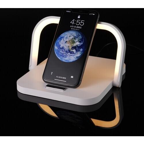 Modern Led Table Lamp Fast Qi Wireless Charger Fast Charging Stand Holder Hands Free For iphone Huawei Xiaomi Redmi Samsung