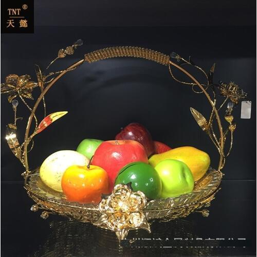 Wedding Basket European style metal flat fruit plate round food display plate KTV high grade fashion design plate