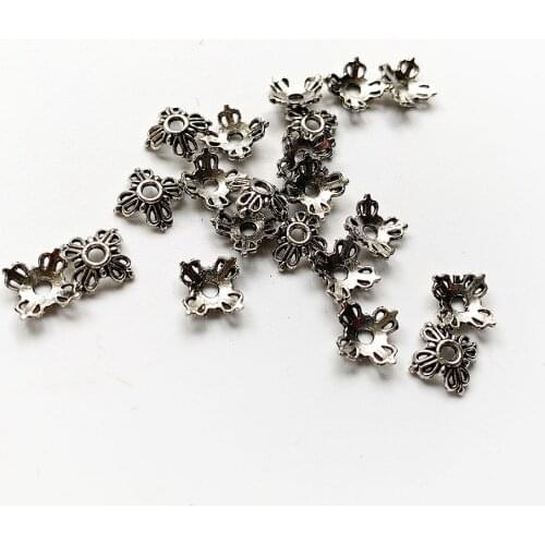 Tibetan Silver Spacer Beads Metal Plated Flower Shaped Bead Caps for Jewelry Making Bracelet Accessories Findings DIY