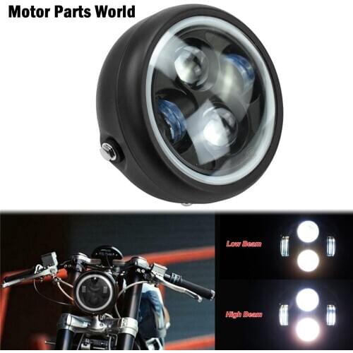 Universal Motorcycle 6.5'' Front Headlight Grill LED Low High Beam Lamp For Harley Softail Dyna Sportster XL883 Night Train
