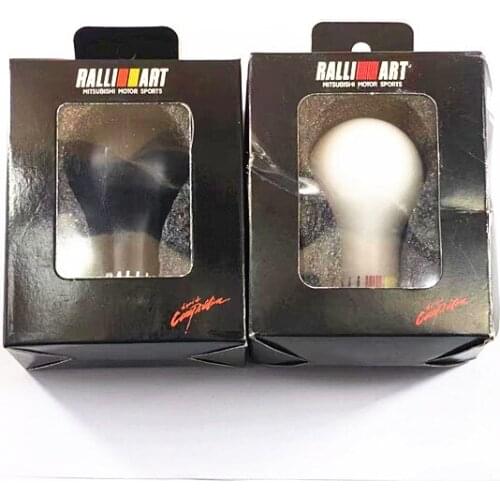 BHKEY RALLIART Universal 5/6 Speed Auto Gear Shift Knob Black/White Car Manual Transmission (MT) for Mitsubishi