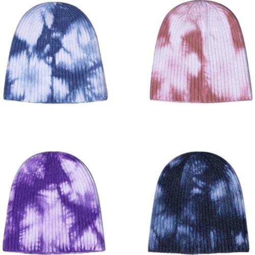 Tie-dyed Hat Men and Women Retro Hip-hop Knitted Hat Fashion Autumn Winter Hedging Cap Brimless Hat
