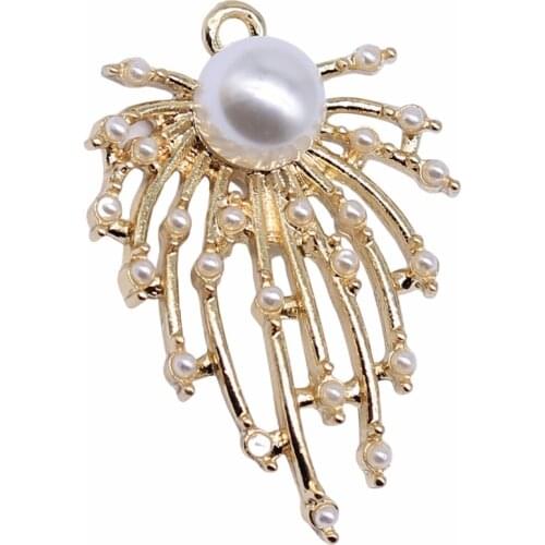 WYSIWYG 4pcs 35x23mm KC Gold Color Fireworks Charms Pendant For Jewelry Making Earring Making Accessories