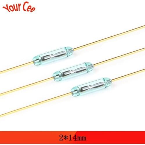 10pcs Reed Switch 2*14mm 2x14mm Magnetic Control Switch Green Glass Reed Switches Glass Normally Open Contact Sensor NO