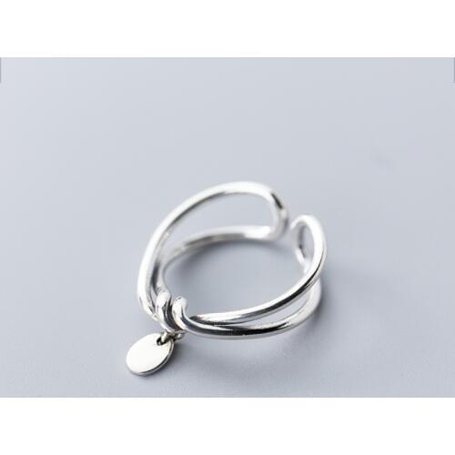 1PC REAL.925 Sterling Silver fINE jEWELRY 2ROWS Criss Cross Twisted Crossed &ROUND COIN Ring GTLJ1666