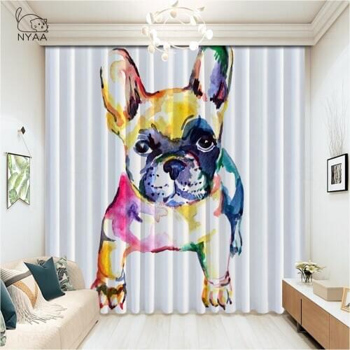 Cute Little Dog Curtain Decoration Hotel Curtains On The Doorway Blackout Curtain Luxury Living Room Modern White Micro Shading