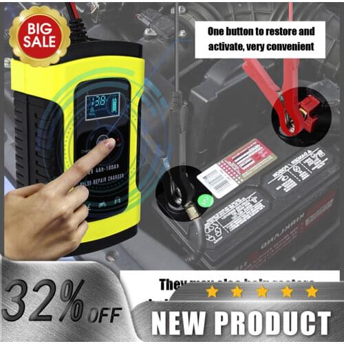 Car Motorcycle Battery Charger 12V 2A 6A Full Automatic 3 Stages Lead Acid AGM GEL Intelligent LCD Display Battery Charger