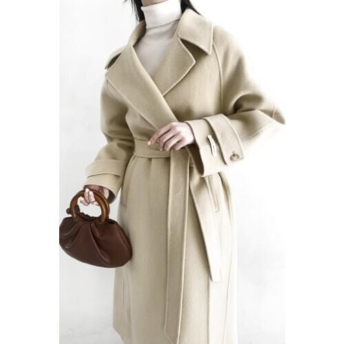 2020 Ladies Winter Coat Viper Ladies Coat Korean Mid-length Wool Coat Loose Cardigan Long Sleeve Parka with Belt