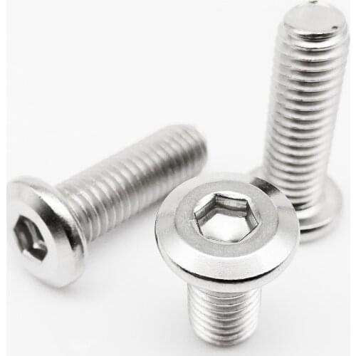 1/50pcs M3 M4 M5 M6 M8 304 Stainless Steel Large Flat Hex Hexagon Socket Head Allen Furniture Rivet Screw Connector Joint Bolt