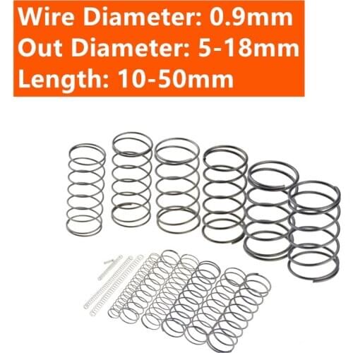 10PCS 0.9* 5 -18mm*10-50mm Spring Steel Small Compression Release Mechanical Return Spring Pressure Spring