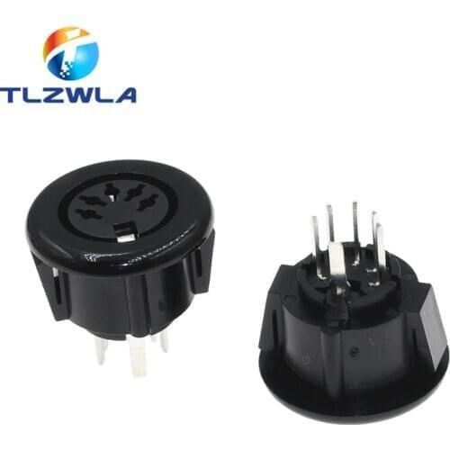 100pcs Black DS-5-07A round five-pin S-video connector round 5-pin socket 5P 5-pin DIN socket holder