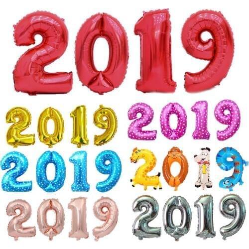 32inch 4 Pcs 2019 Figure Balloons Foil Digit Air Balloon Happy New Year 2019 Decorations Number Globos Christmas Party Supplies
