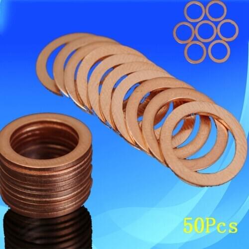 50pcs M10 10mm Motorcycle Braided Clutch Brake Hose Banjo Seal Copper Crush Washer Boat Red Brass Copper Crush Sealing Washer