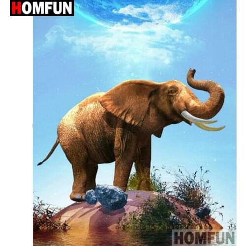HOMFUN Full Square/Round Drill 5D DIY Diamond Painting "Animal elephant" Embroidery Cross Stitch 5D Home Decor Gift A16420