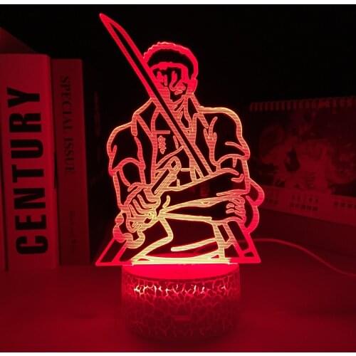 Zoro Anime Figure 3D Touch Sensor Colorful White Base Nightlight Child Birthday Gift Night Light Room Decor Light Zoro LED Lamp