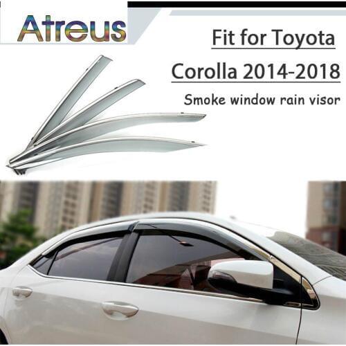 Atreus 1set ABS For 2018 2017 2016-2014 Toyota Corolla E170 Accessories Car Vent Sun Deflectors Guard Smoke Window Rain Visor