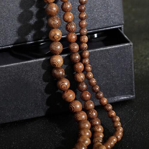 Ethnic 6MM 8MM 10MM Wood Beads For Jewelry Making Bracelet Accessories Meditation Mala Prayer Tibetan Buddhism Spacer Beads
