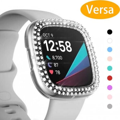 Drill Case for Fitbit Versa 2 Versa 3 Versa Lite Sense Band Waterproof Watch Shell Cover Screen Protector for Fitbit Versa Clear