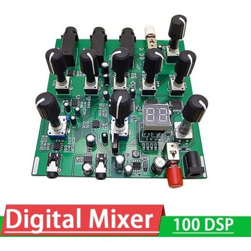 Digital Audio Mixer Karaoke Reverb Preamplifier Board 100 DSP Effect 4-Way Volume Control for Guitar Microphone amplifier