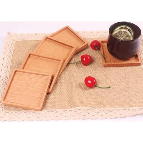 Wooden Coaster Beech Square Coaster Innovative Tea Coffee Drinks Pad Insulation Mat Pot Mat Solid Trays Placemat Tableware Decor