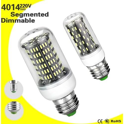 Dimmable E27 E14 4014 SMD Led Lamp 220V lampara Led Corn Bulb Ampoule Led Spotlight Leds Lamps Segmented dimming Light