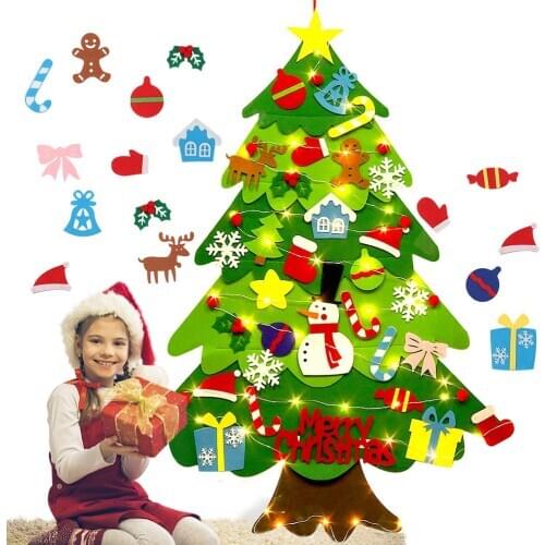 DIY Felt Slim Christmas Tree New Year Door Wall Decoration Ornaments Christmas Tree ChildrenS Toy Christmas Decoration 2020