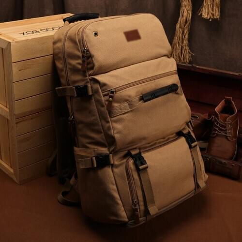 Travel Backpack Large Capacity Rucksack 80L Vintage Canvas Backpack Waterproof Polyester Backpack Bag