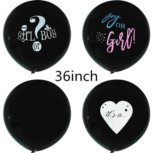 Boy Or Girl Gender Reveal Decor Latex Balloons 36inch Black Balloon With Pink Blue Confetti For Home Baby Shower Party Supplies