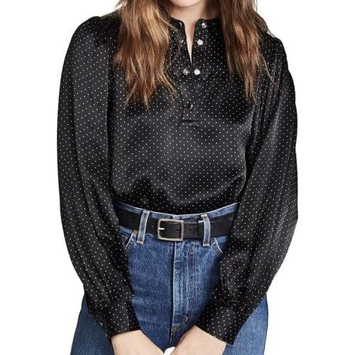 Elfbop Viscose Women Polka Dot Printing Blouse Shirt Top - Ladies White/Black Color Top