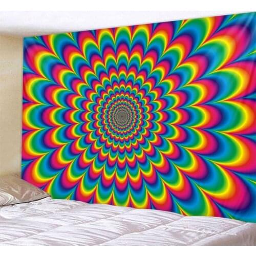 Fractal geometric tapestry colorful mandala 3d tapestry home decoration living room background wall covering hippie psychedelic