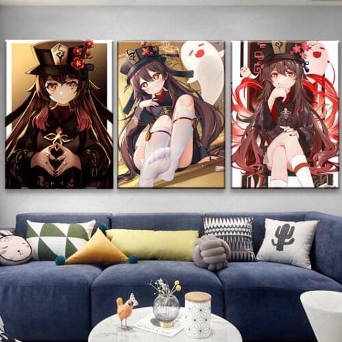 Genshin Impact Hutao ​Anime Games HD Painting Print Poster Home Decor Collectible Decorative Art Gifts