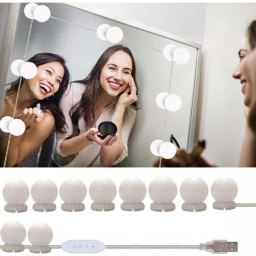Hollywood Style LED Mirror Light Makeup Mirror USB Cosmetic Make Up Lamp 10 Bulbs Kit 3 Colors Lighting Beauty Dressing