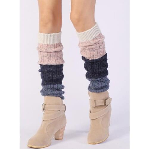Hot Sales 1 Pair Thick Knee Protective Winter Twist Knitted Women Leg Warmers Boot Cuffs for Date