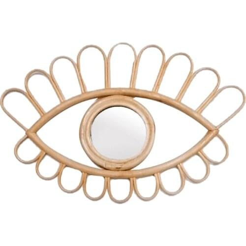 Rattan Innovative Eye Makeup Mirror Dressing Wall Hanging Mirrors Photo Prop