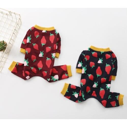 Strawberry Dog Jumpsuit Puppy Pet Clothes For Dogs Coat Autumn Winter Dog Clothes French Bulldog Clothing For Small Medium Dogs