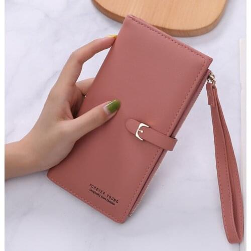 Women Long Wallet Simple Pure Color Coin Purses Zipper Multi Card Money Bags Female Card Holder Cell Phone Pocket monedero mujer