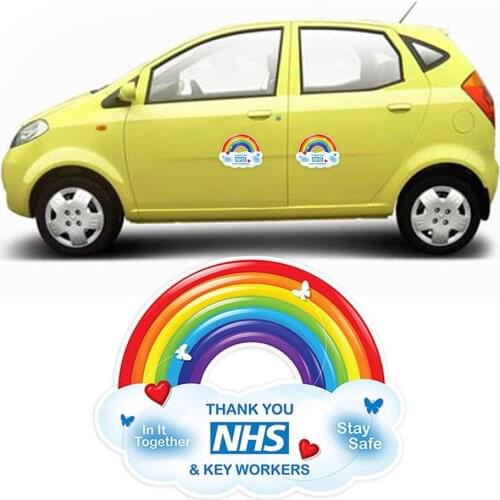 Creative Car Stickers Thank You NHS Rainbow Sticker Waterproof Rainbow Thankings Sticker Cartoon Stickers Window Cartoon