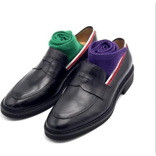New arrival handmade loafers slip on solid black men shoes Korean Casual fashion shoes for men