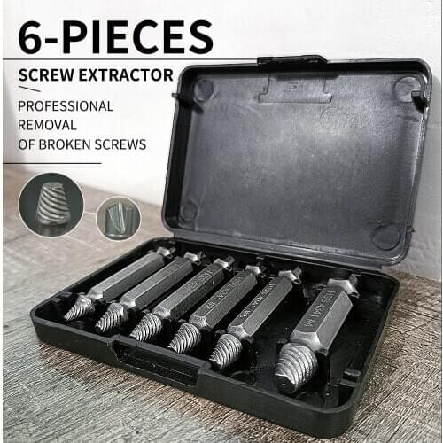 Meijuner 6pcs Material Damaged Screw Extractor Speed Out Drill Bits Tool Set Broken Bolt Remover Repair Tool