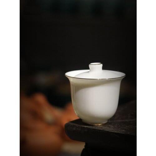 Mini 80mL Gaiwan For Tea Solid White Porcelain Tureen With Lid Teaware Travel Kung Fu Tea Set Chinese Cup Bowls Chawan