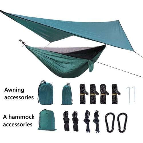 Mosquito Net 2-Person Hammock Canopy Set Tent Nylon Parachute Cloth Camping Outdoor Leisure Automatic Anti-Mosquito