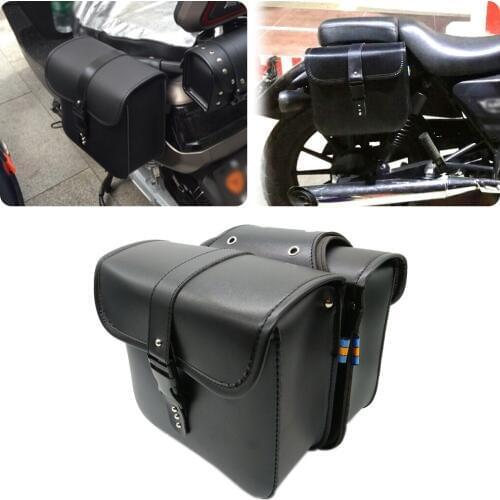 Motorcycle saddle bag set medium waterproof insulation PU leather side bag bicycle side storage fork kit black KYN 1 double