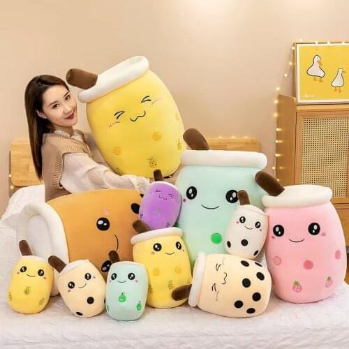 Stuffed Plush Milk Tea Cup Toys Pillow Kawaii Sleeping Pillow Cute Fruit Doll Plush Toy Children Birthday Present