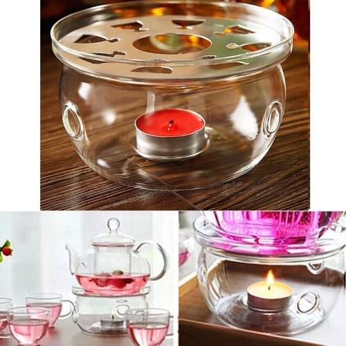 New Clear Glass Heat-Resisting Round Teapot Warmer Heater Base Candle Holder AA