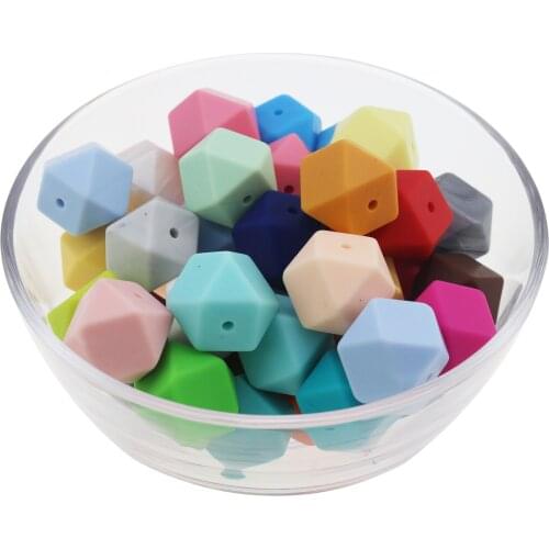 NEW arge Hexagon Loose Silicone Beads for Teething Necklace geometric chew beads diy beads Wholesales New Food Grade teether
