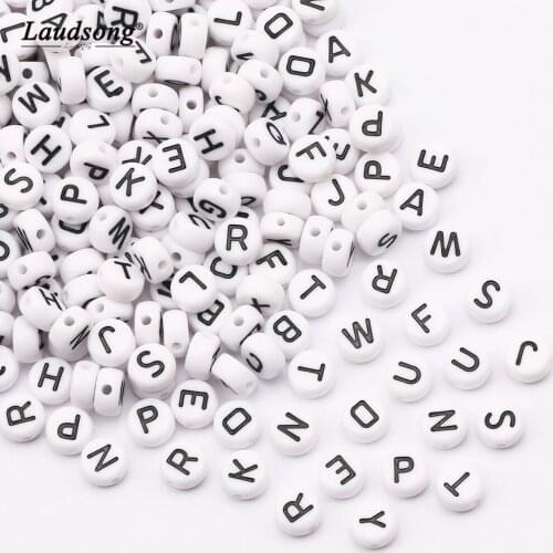 Flat Round Acrylic Random Letters Loose Beads A-Z Alphabet Spacers For DIY Handmade Jewelry Childrens Necklace Making 4X7mm