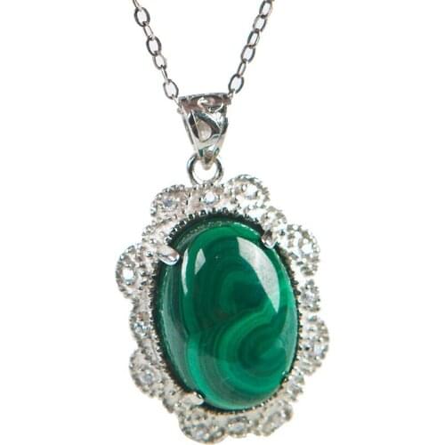 Genuine Green Chrysocolla Malachite Natural Stone Lady Fashion Necklace Pendant 25x19x9mm