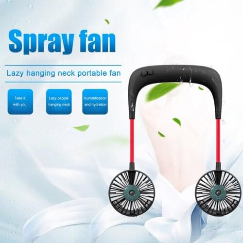 Portable Neck Hanging Fan USB Rechargeable Hands Free Cold Cooler Mini Neck Dual Heads Home Office Outdoor Sports