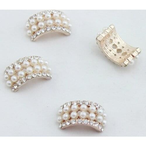 10 PCS Metal Alloy KC Gold Plated Crystal Imitation Pearl Arc Hair Accessories For Jewelry Making