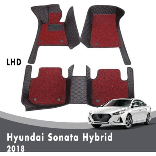 Luxury Double Layer Wire Loop Car Floor Mats Carpets For Hyundai Sonata Hybrid 2018 Auto Interior Accessories Leather Covers